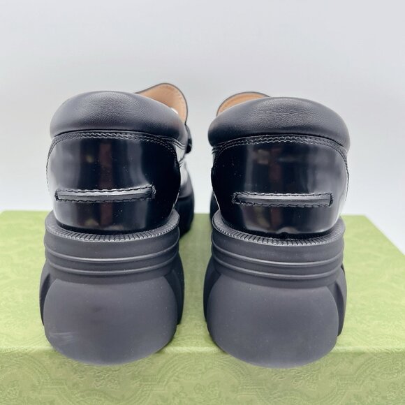GUCCI Horsebit Creeper Loafers Platform Black Sylke Leather Wms EU 40.5 US 10.5 - Picture 10 of 15